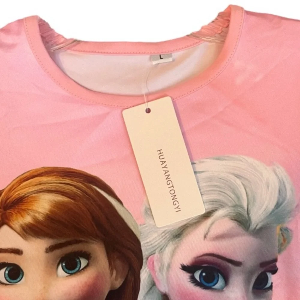 Princess Nightgown Frozen Elsa & Ana Silk Fairytale Disney Princess Pajamas Pink